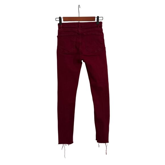Zara Denim Collection Red Burgundy Skinny Ankle Jeans Size Women's 2 - Picture 2 of 4